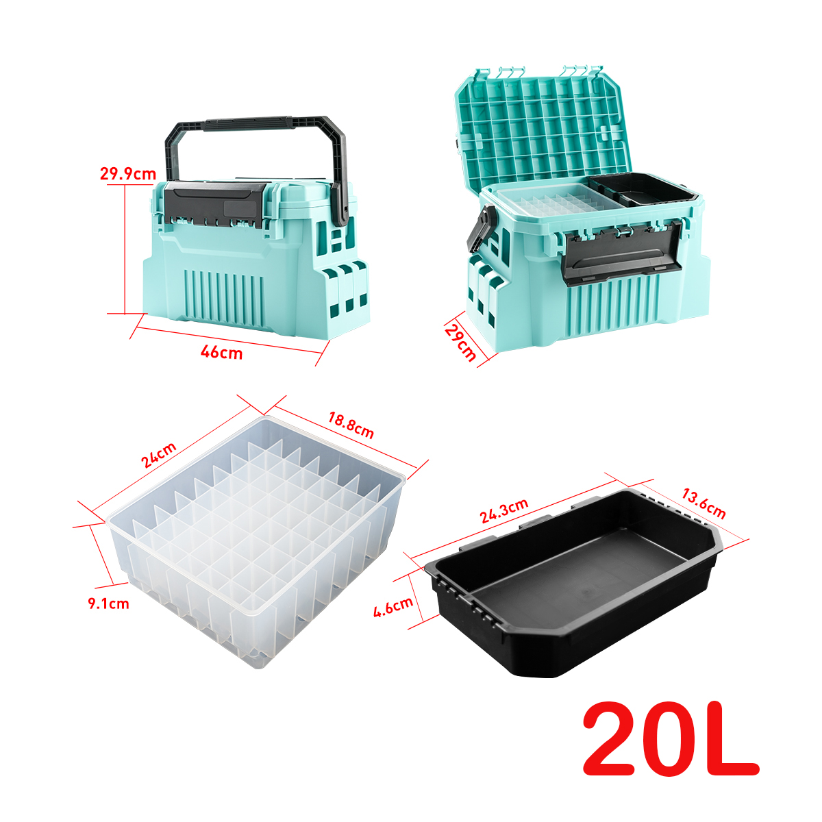 20L visgereidoos met egi-doos  - Fishing Kayak Crate recensie en prijs