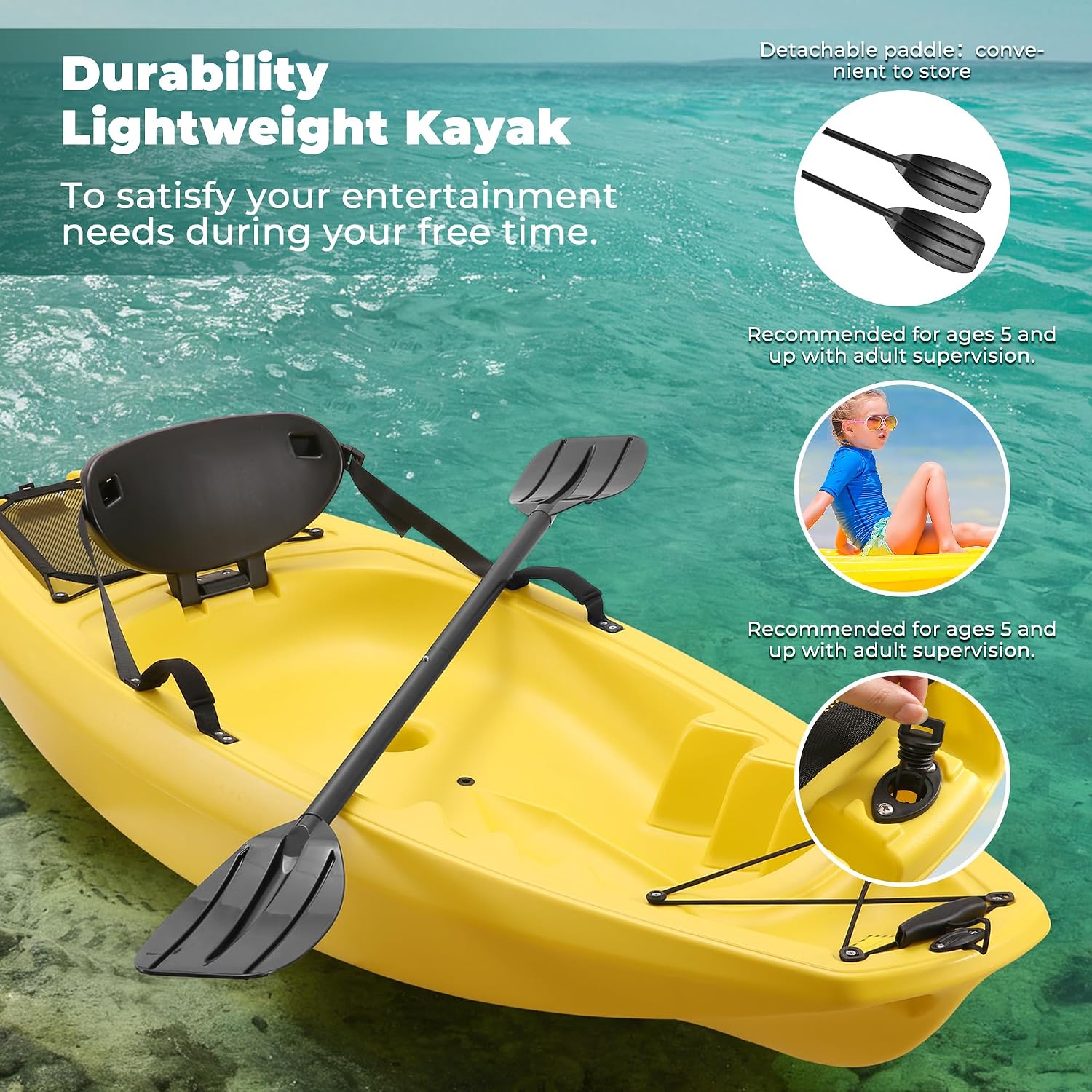 Kajak met peddel 6,5 FT recrea - Fishing Kayak Paddle recensie en prijs
